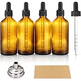 4 oz Dark Amber Glass Dropper Bottles with Measured Dropper, 4 Pack- 120ml Thick Tincture Bottle with Measurement Eye Droppers, Leakproof Essential Oils Bottle for Health, Personal Care &amp; Beauty