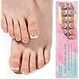 Misssix Press On Toe nails Short, 150Pcs Brown French Toe Nail Tips, Square Soft Gel Fake Toe Nail Tips Extensions for Women Nail Art DIY 15 Sizes