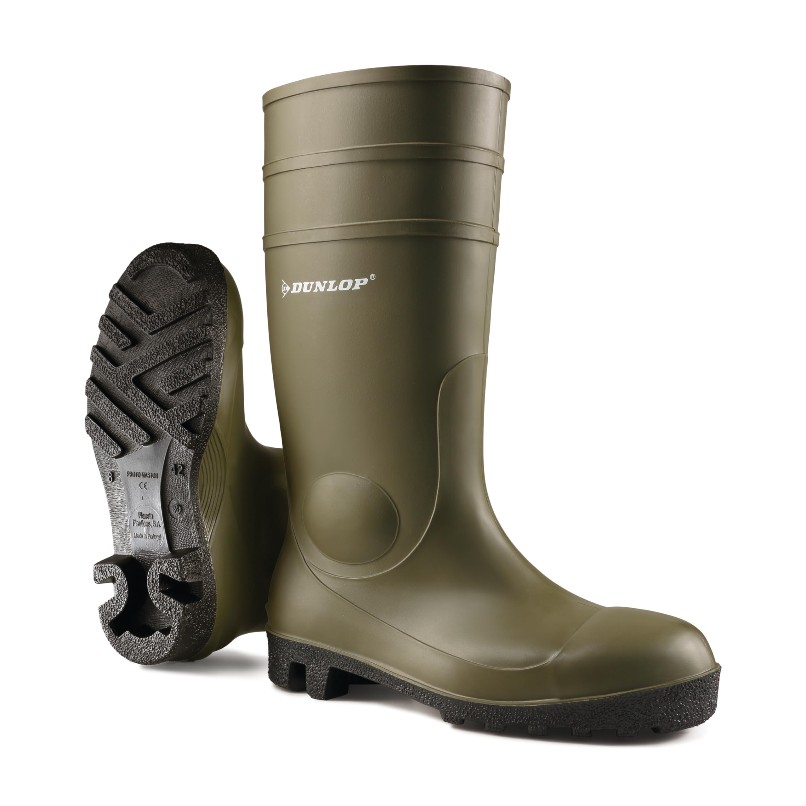 DUNLOP Protomastor - Unisex Knee High Full Safety Waterproof Work Boots, Green, S5 Rated Antistatic and Slip-Resistant PVC Wellies with Steel Toecap for Outdoor and Farm Work - EU36, UK3