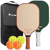 Pickleball Paddles Set of 2 Paddles 4 Balls and 1 Bag Pickleball Set 16MM Fiberglass Pickleball Paddle for Men Women, Pickleball Gifts for Women/Men Friends Family Lovers