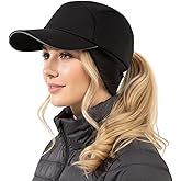 TOP-EX Ponytail Water-Repellent Ear Flap Reflective Running Friendly Size Winter Baseball Cap Unisex Hat