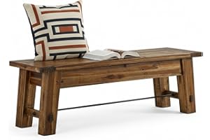 Durango Rustic Farmhouse Style 60-Inch Wood Bench - Industrial Modern Accent Furniture with Solid Wood Seat for Entryway, Dining Room, Hallway, Foyer, or Kitchen by Alaterre Furniture
