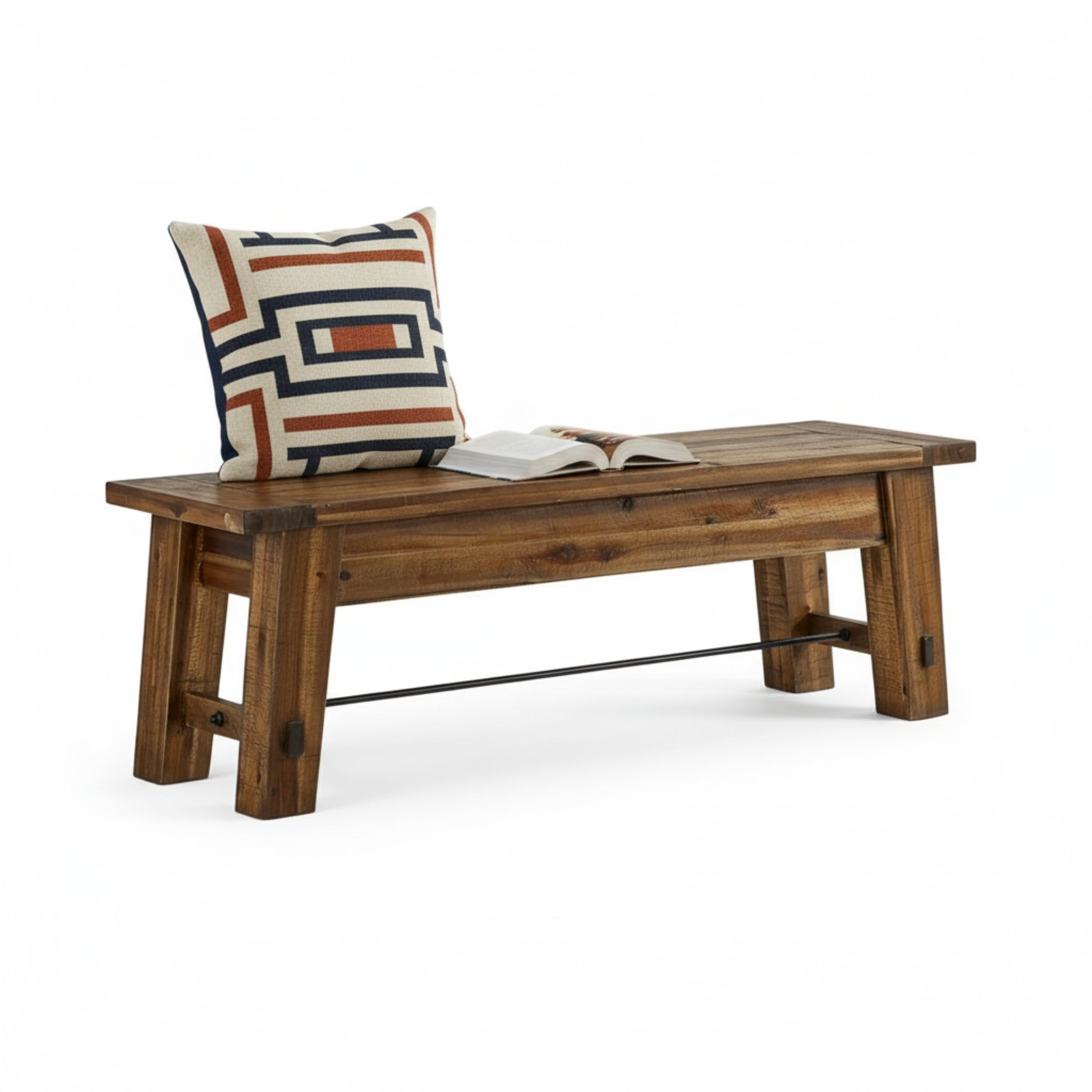 Photo 1 of **FOR PARTS ONLY/ SEATING BENCH HAS A SPILT *** Durango Rustic Farmhouse Style 60-Inch Wood Bench - Industrial Modern Accent Furniture with Solid Wood Seat for Entryway, Dining Room, Hallway, Foyer, or Kitchen by Alaterre Furniture