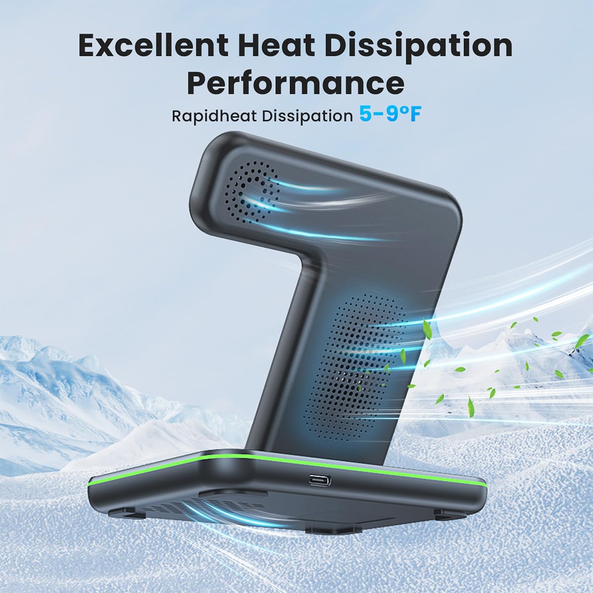 WAITIEE Wireless Charger for iPhone 16 15 14 13 12 11 X 8, 3 in 1 Charging Station for Apple Watch 10/9/8/7/6/5/4/3/2/SE/Ultra/Ultra 2 & for AirPods 4/3/2/Pro/Pro 2 (Black)