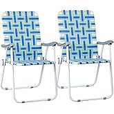 ZENY Beach Chairs, Patio Folding Lawn Chairs, Outdoor Webbed Folding Chair w/Steel Frame, Portable Camping Chairs for Yard, Garden, Poolside Webbed Chairs Set of 2