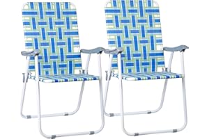 ZENY Beach Chairs, Patio Folding Lawn Chairs, Outdoor Webbed Folding Chair w/Steel Frame, Portable Camping Chairs for Yard, Garden, Poolside Webbed Chairs Set of 2