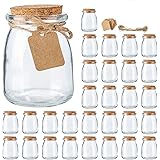 Mini Yogurt Jars 30 Pack, 7 oz Glass Favor Jars with Cork Lids, Glass Pudding jars, Glass Containers with Lids, Mason Jar Wed