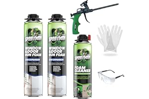 Sprayman Window & Door Expanding Spray Foam - (2x24oz) Low Expansion Polyurethane Spray Foam for Doors, Windows & Walls, Gun Use & Reuseable, Gun&Cleaner Included - 2 Pack