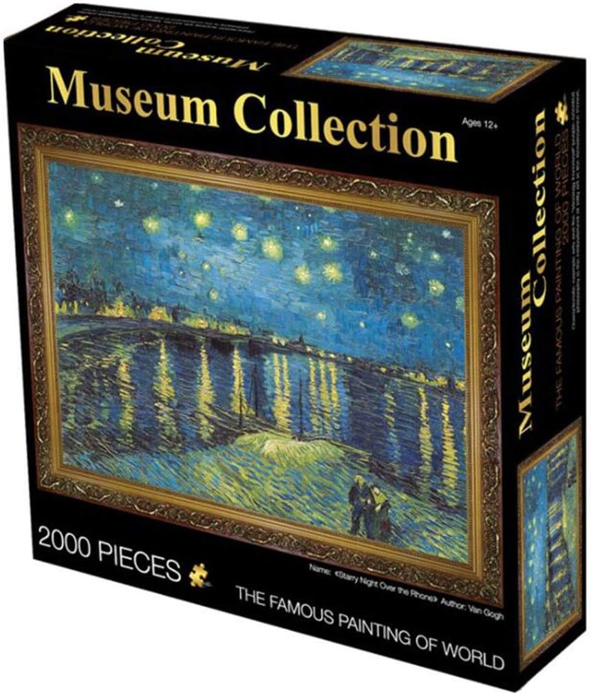Classic Puzzle Game Starry Night Over The Rhone by Van Gogh 2000 Piece Jigsaw Puzzles for Adults Children Kids 27.56 x 39.37 inches Sturdy and Easy