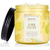 M&SENSE Lemon Vanilla Cupcake Scented Candle, 11.6oz Natural Soy Wax, 70 Hours Long Lasting Clean Burn, Citrus Vanilla Scents for Kitchen Freshness, Candle Gifts for Women Men, Warm Home Decor