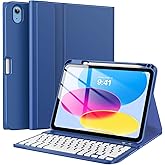 TiMOVO Keyboard Case for iPad (A16) 11th Generation 11 Inch 2025/iPad 10th Generation 10.9 Inch 2022, Wireless Detachable Keyboard Cover with Pencil Holder, Multi-Angle Keyboard Folio, Navy Blue
