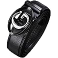Civantiya Men's Leather Ratchet Belt for Men | No-Hole Automatic Buckle Belt | Adjustable Dress Belt for Business & Casual