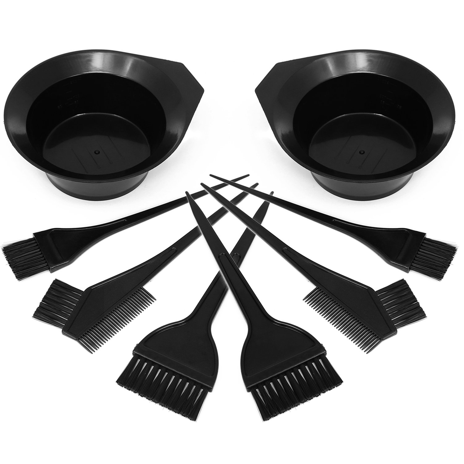 com-four® 8-Part Hair dye Set with Different Brushes and Dyeing Dish in Black, dye Set for Mixing Hair dye (Hair dye Set - 08 Pieces)