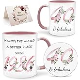 Lingdeer 40th Birthday Gifts for Women Her, 1986 Vintage Birthday Coffee Mugs with Silicone Coaster, Fabulous 1986 Gifts Ideas for 40 Years Old Women Mom Sisters Grandma