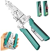 15-in-1 Wire Strippers with Voltage Tester &amp; Dual Alarms，Wire Stripper Pliers Multi-Function Electrician Tool for Stripping Cutting Scraping Crimping Wires Car &amp; Home Electrical Repair-grass green