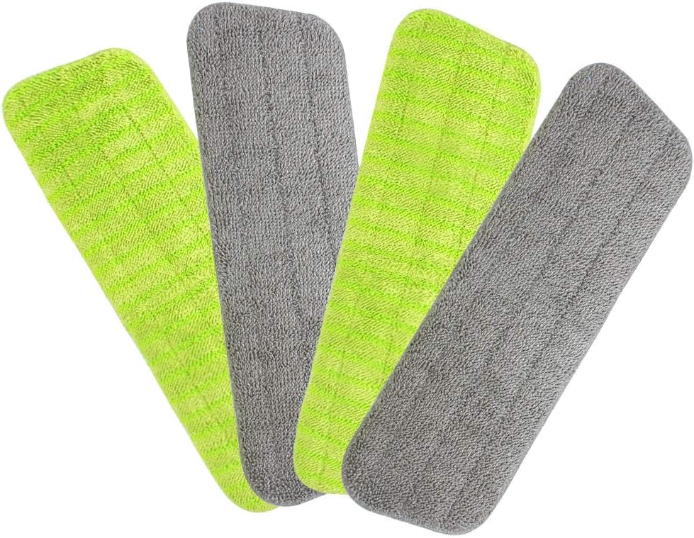4 Pack Washable Microfiber Spray Mop Replacement Heads for Wet Dry Mops, Microfiber Mop Pads for Cleaning Hardwood Tile Parquet Floors and Other Floors