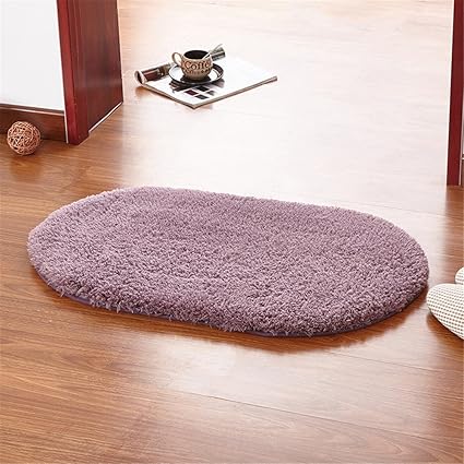 Ommda Tapis Salon Shaggy A Poil Long Design Moderne Ovale Lave Linge Multicolore Gris Mauve 60x120cm