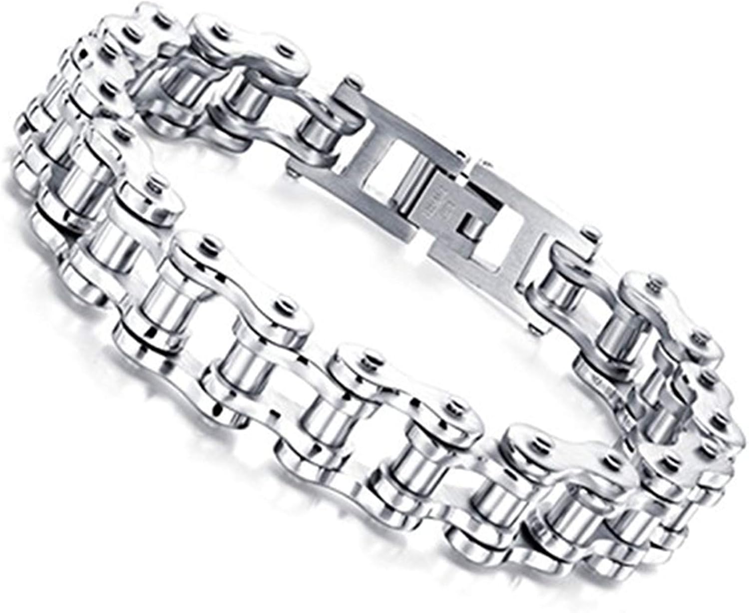 OFKPO Men Stainless Steel Bicycle Chain Bracelet Man Fashion Jewelry 8 Inches Length, Stainless Steel,Silver