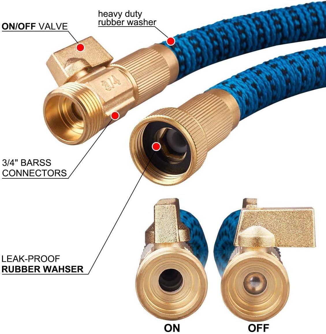 monyar Garden Hose Expandable Water Hose,Extra Strenght/No-Kink Lightweight/Durable/Flexible/9 Function Spray Hose Nozzle 3/4 Solid Brass Connectors Garden Hose for Watering/Washing (30FT): Home Improvement