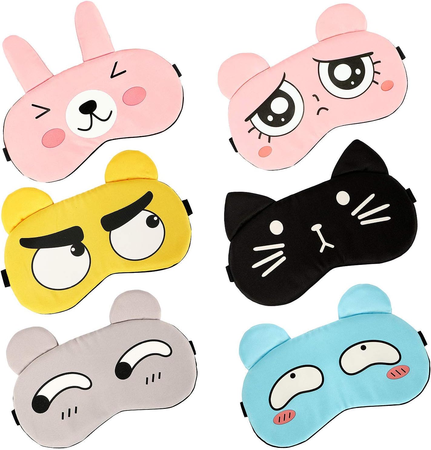 Cute Funny Sleep Eye Mask for Sleeping Soft Cotton Lining Blindfold Cute Emoji Sleep Mask for Girls Women Kids