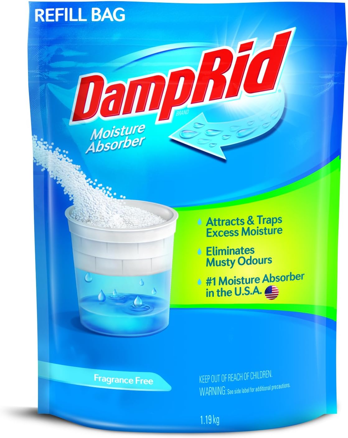 DAMP RID Moisture Absorber/Damp Trap Crystals Refill Bag - Fragrance Free (1.19kg)