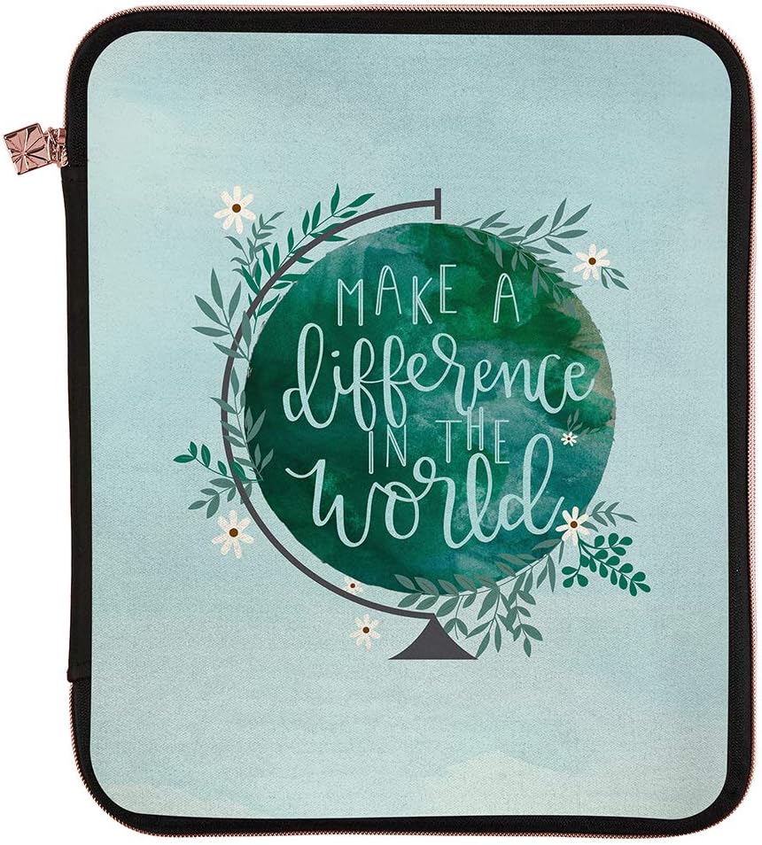 Erin Condren Planner Folio - Make a Difference - Medium (9" x 11") - Organize on The Go with Storage for Books, Planners, Notebooks. Use as Laptop Case with Pen Holder, Rose Gold Zipper