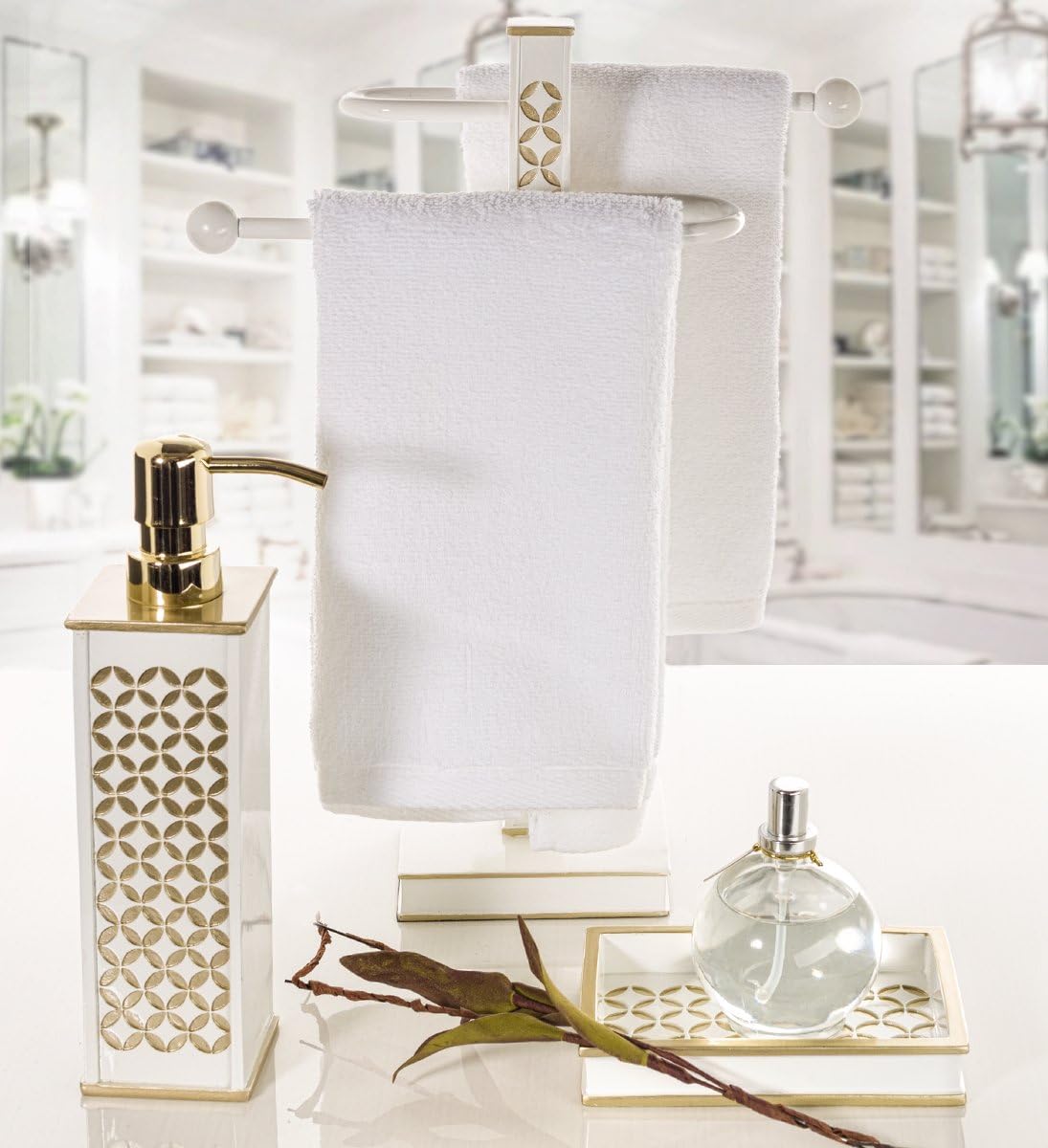 Creative Scents Milano Hand Soap Dispenser, Countertop Decorative Lotion Pump, Shower Dispensers, for Elegant Bathroom Decor, Mother of Pearl: Home & Kitchen