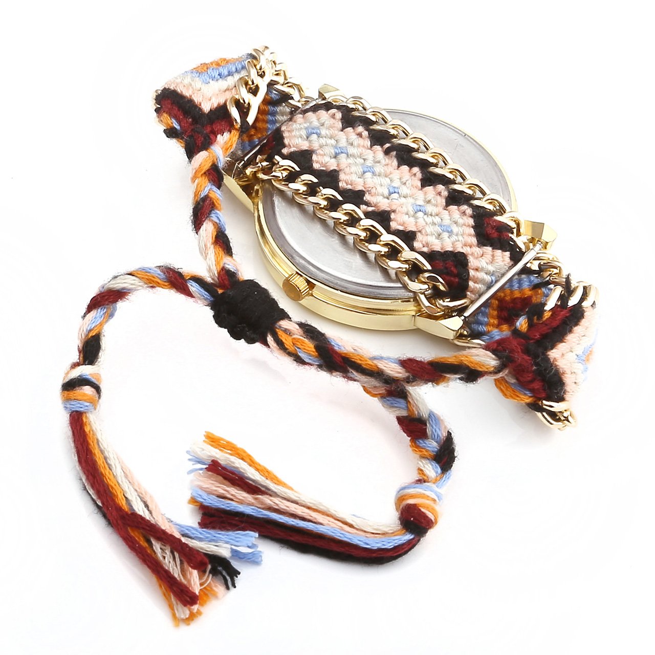 JSDDE 1PC Femmes Motif éléphant Corde Tissé Band Bracelet Quartz Composer Montre Orange