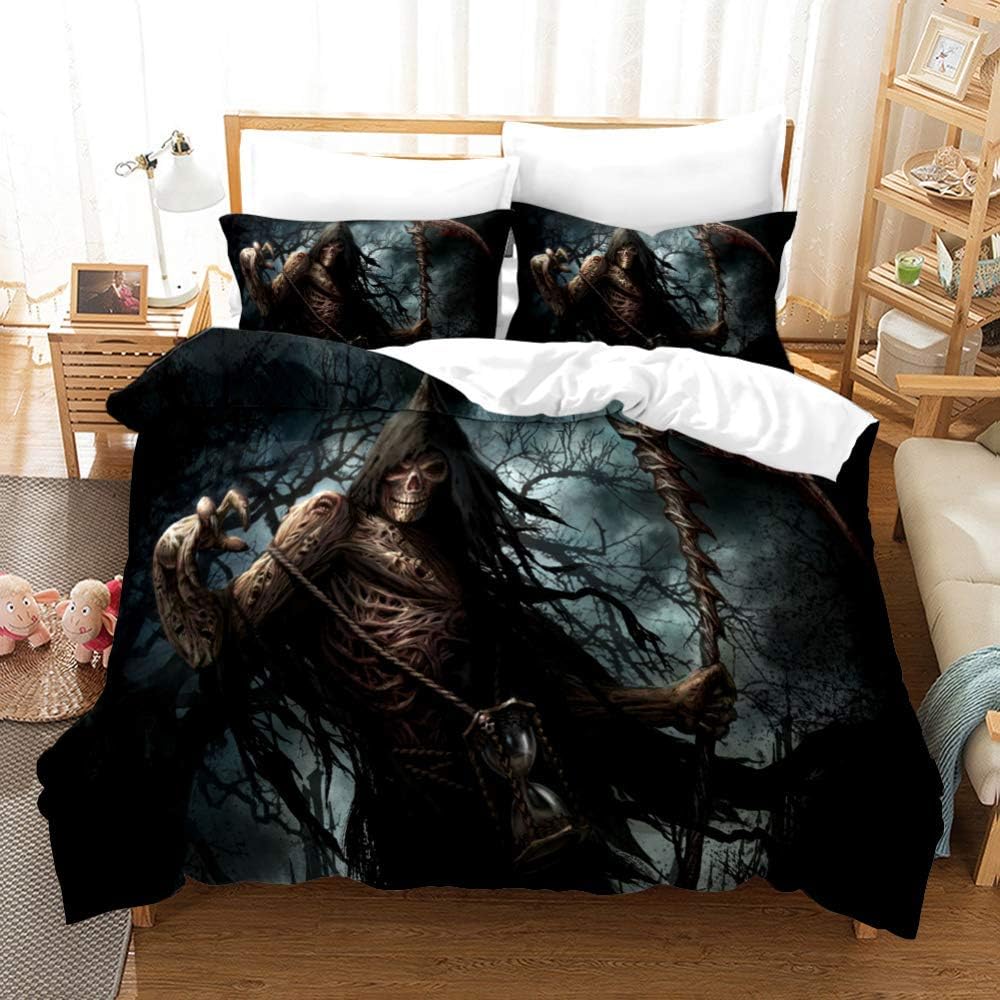 221 Double Printed Bedding Set 3 Pieces Horror Skeleton Halloween Duvet Cover Set 3D Bed Set