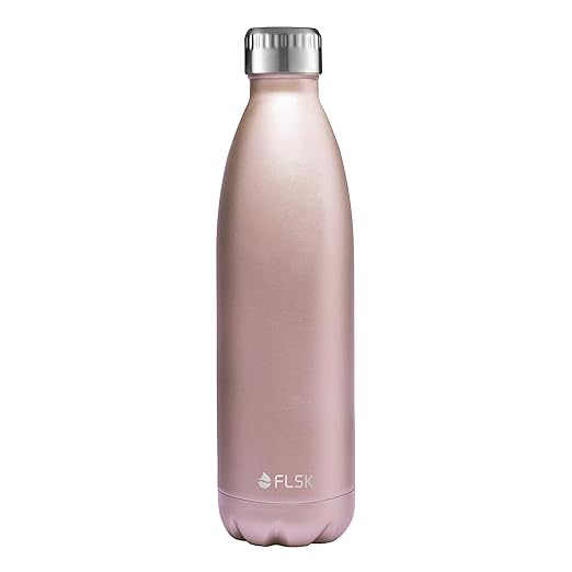 FLSK das Original Trinkflasche Thermoflasche Isolierflasche hält 18h heiß - 24h kalt (Farbe Roségold, Grösse 750ml)