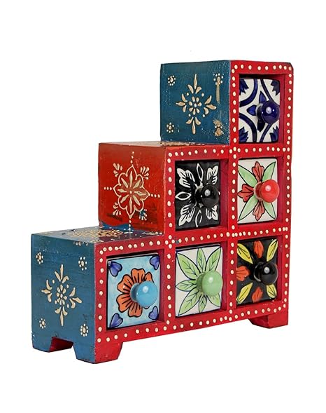 Store Indya Multi Colored Ethnic Hand Painted Chest Of Drawers