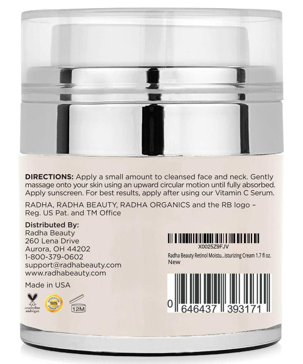 Radha Beauty Retinol Moisturizer Miracle Cream for Face with Retinol