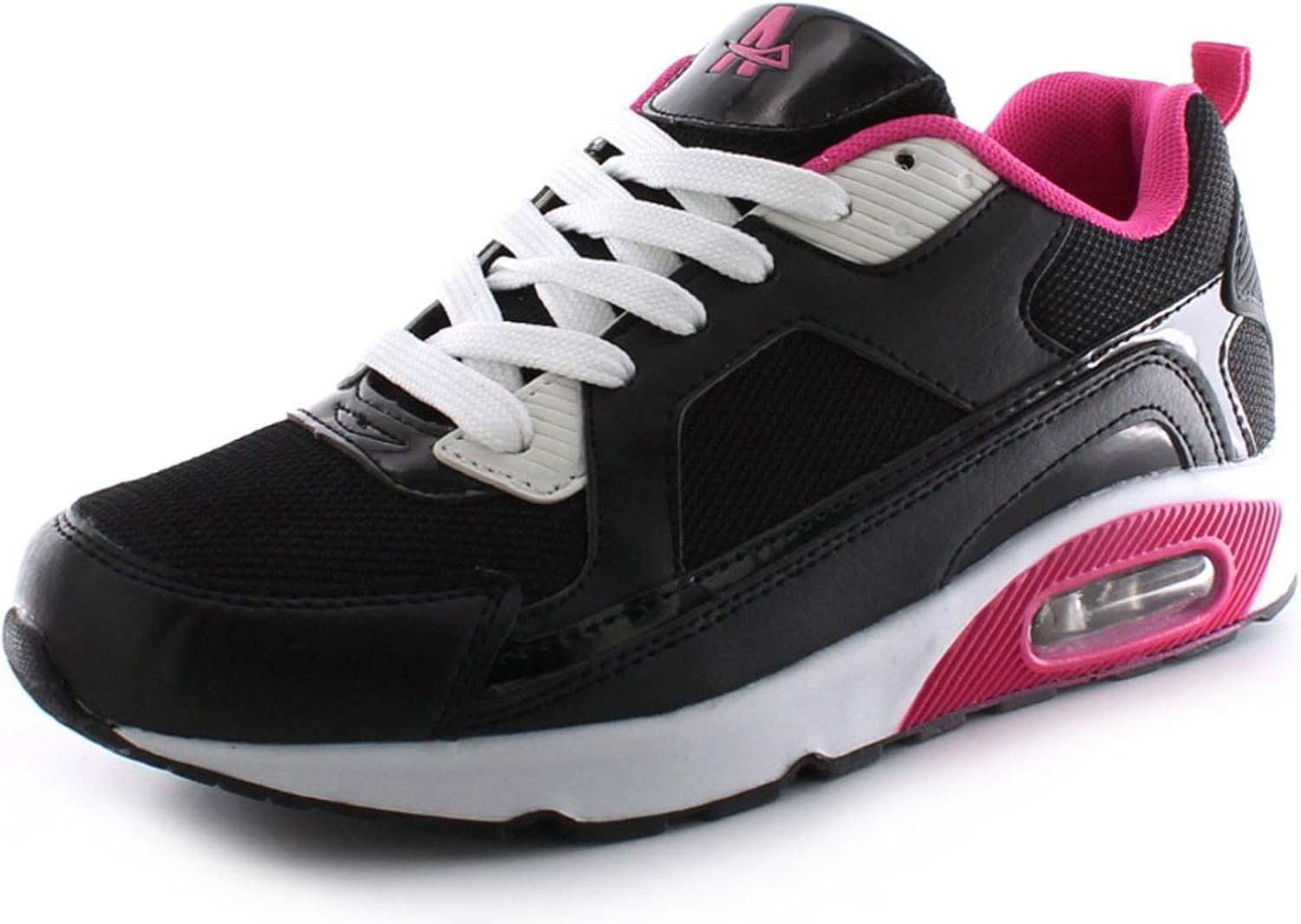 New Ladies/Womens Black/Fuchsia Running Shoes With Airsole Sole Unit