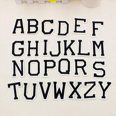 26 gestickte Aufnäher, Design Alphabet Buchstaben A-Z, zum Nähen oder Aufbügeln, für Jeans / Stoff