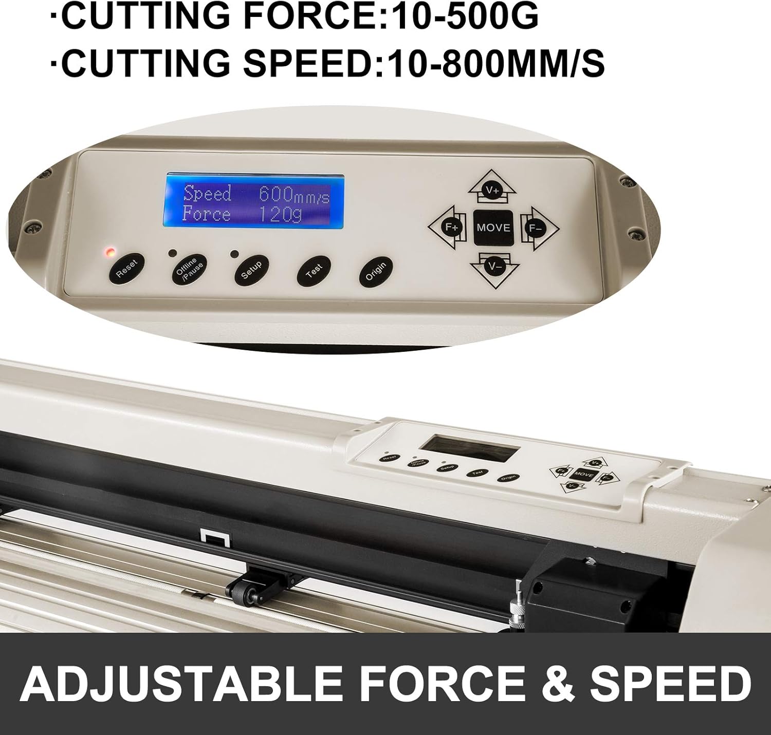 VEVOR Vinyl Cutter 34 Inch Vinyl Cutter Machine with 20 Blades Maximum Paper Feed 870mm Vinyl Plotter Cutter Machine with Sturdy Floor Stand Adjustable Force and Speed for Sign Making (Khaki): Electronics