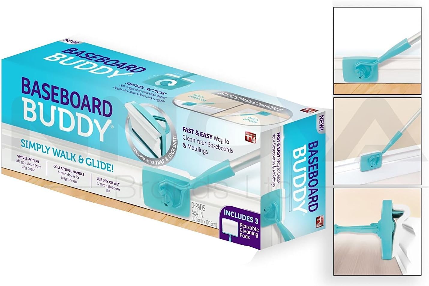 Innova® Broom Brush Baseboard Buddy Cleaning Skirting Boards Telescopic