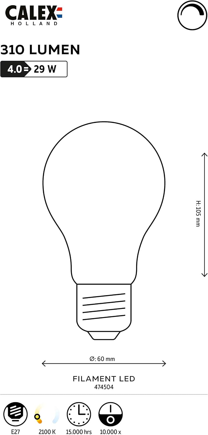 Calex Standardlampe LED-Filament 4W (ersetzt 40W) E27 Gold - Image 3