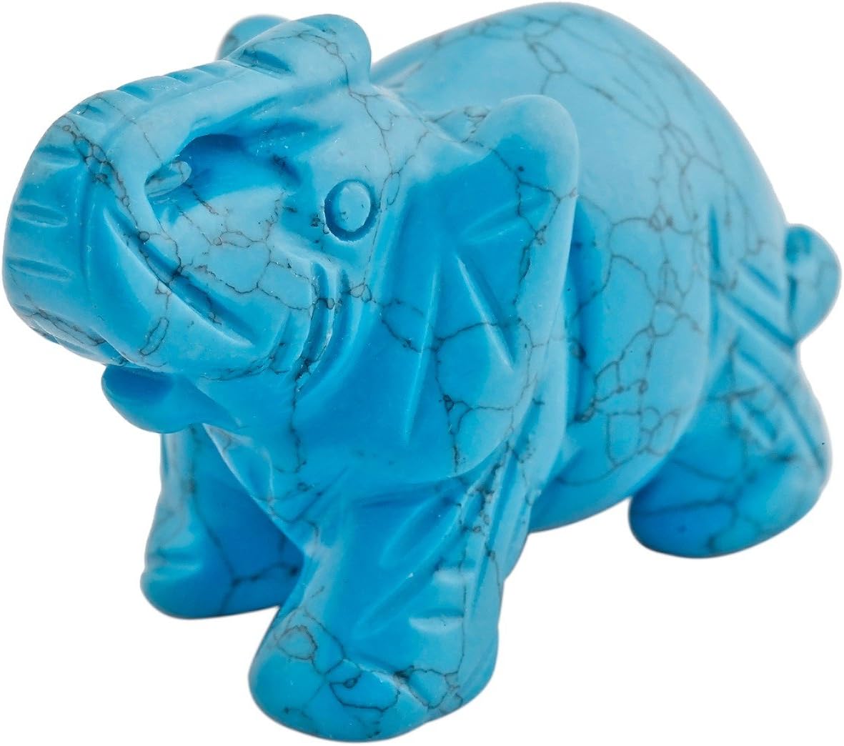 mookaitedecor Blue Howlite Turquoise Elephant Ornament Figurine,Healing Crystal Energy Gemstone Reiki Statue Home Decor,1.5 Inches