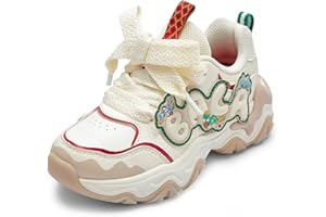 Balabala Girls Sneakers Kids Fashion Pop Shoes Breathable Sweet Cute Walking Shoes Puffy Soles Hook and Loop