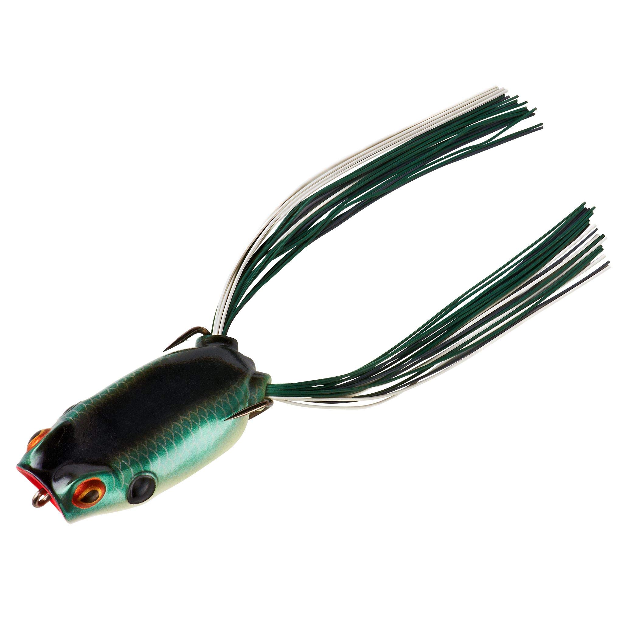 Booyah Poppin' Pad Crasher Topwater Bass Fishing Hollow Body Frog Lure with Weedless Hooks, Shad Frog