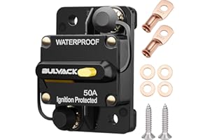 BULVACK 50 Amp Circuit Breaker with Manual Reset for Car Marine Trolling Motors Boat ATV Manual Power Protect for Audio System Fuse, 12V-48V DC (50A)