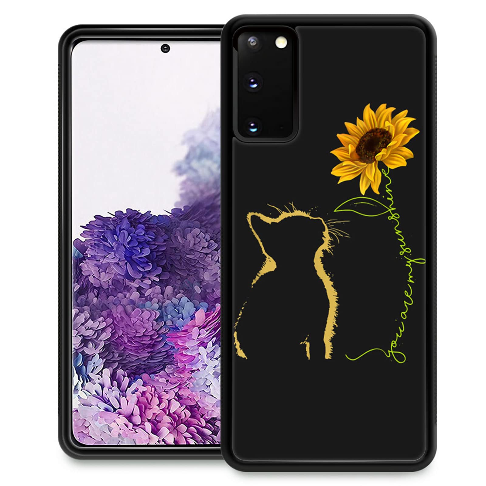 Photo 1 of CARLOCA Compatible with Samsung Galaxy S20 Case,Yellow Cat Sunflower Samsung Galaxy S20 Cases for Girls Women,Fashion Graphic Design Shockproof Anti-Scratch Drop Protection Case for Samsung S20