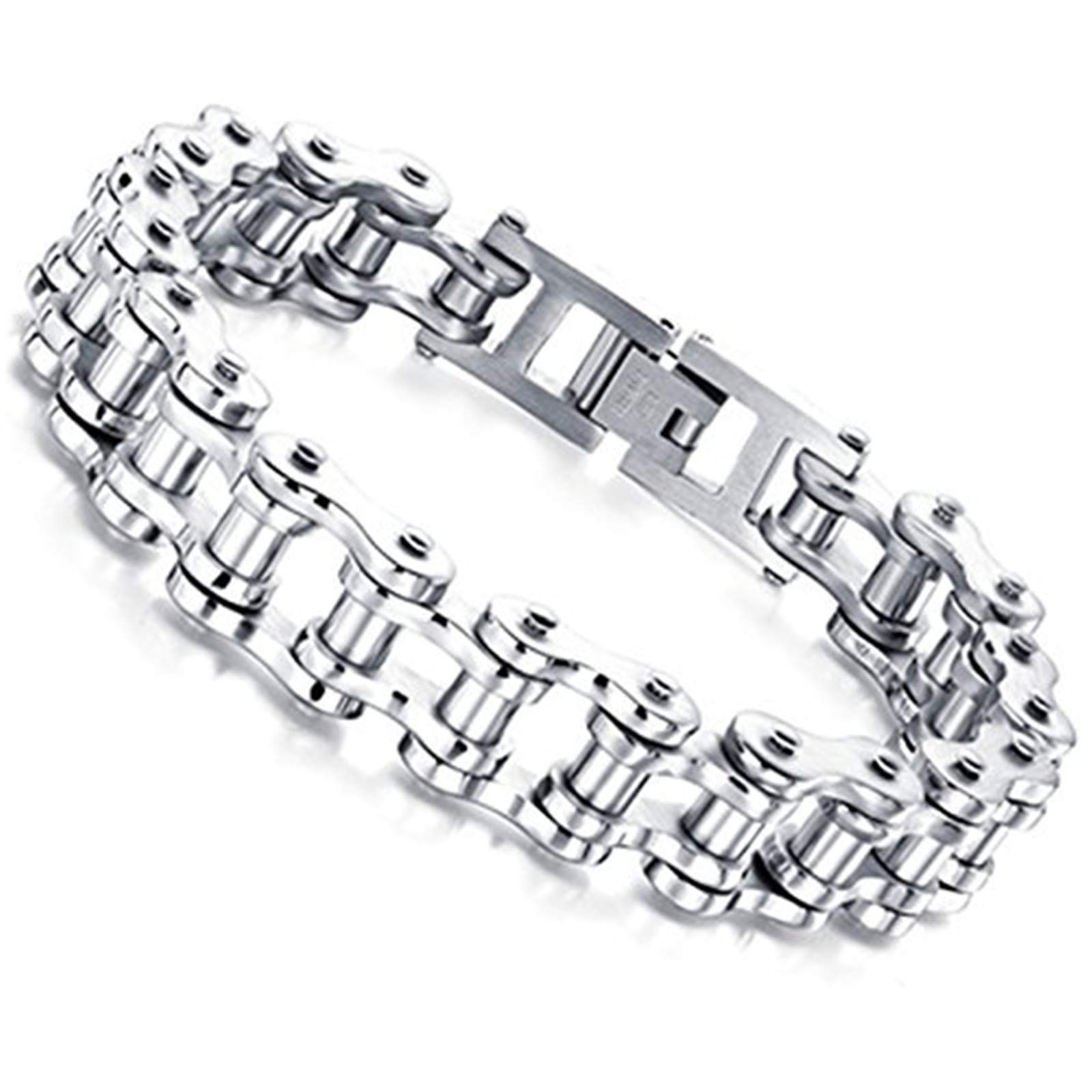 OFKPO Men Stainless Steel Bicycle Chain Bracelet Man Fashion Jewelry 8 Inches Length