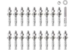 LIONMAX Stainless Steel Concrete Anchor Bolts 3/8" x 3 Inch, 20-Pack Wedge Anchors for Concrete Cement Wall Base Bracket, Rust and Corrosion Resistant