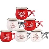 Haiabei 6 Pcs Christmas Coffee Mugs 12 oz Ceramic Mug Gift Holiday Hot Cocoa Ceramic Christmas Coffee Mugs Stackable Holiday Chocolate Mugs as Christmas Gifts for Family, Friends and Colleagues