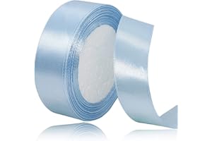 AHOMAME Light Blue Satin Ribbon 1 Inches x 25 Yards, Solid Color Fabric Ribbon for Gift Wrapping, Crafts, Hair Bows Making, Wreath, Wedding Party Decoration and Sewing Projects