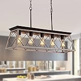 Q&S Dining Room Chandelier Light Fixtures,Farmhouse Rustic Vintage Antique Linear Chandeliers Pendant Ceiling Light Fixture f