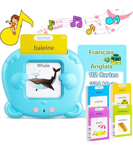 Tarjetas Flash Parlantes (Francés Estándar), Tarjetas Educativas Para Niños De 2 A 6 Años, Tarjeta De Aprendizaje Palabra Bebé, 3 Modos De Idioma- Francés/inglés/bilingüe-Rosa