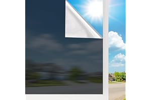 WINDIMILEY Sun Blocking Window Privcy Film Privacy Day and Night Anti UV Heat Control Window Tint for Home Mirror Reflective Static Cling Non-adhesive Window Sticker（17.5 x 78.7 Inch）
