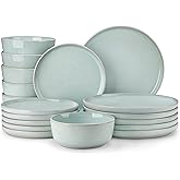 vancasso ANYA 18 Pieces Plates and Bowls Set, Mint Green Dinnerware Sets, Reactive Glaze Dishes Set for 6, Ceramic Dishware Sets Kitchen Dinner Set, Microwave & Dishwasher Safe